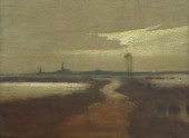 SIGNED PASTEL ON BOARD TWILIGH
