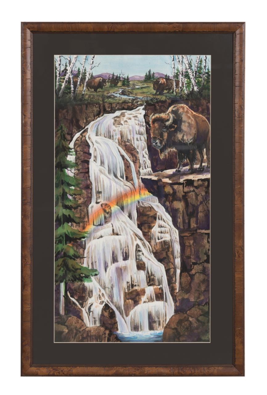 SIGNED PAT WILES, "WATERFALL W/