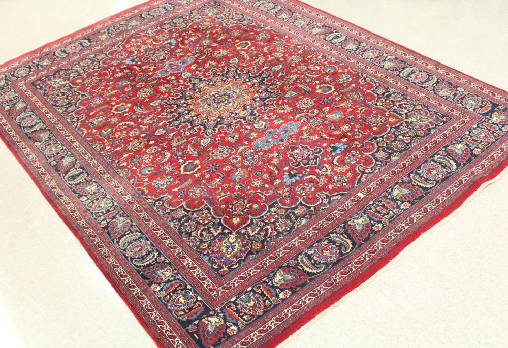 SIGNED PERSIAN MASHAD CARPET,