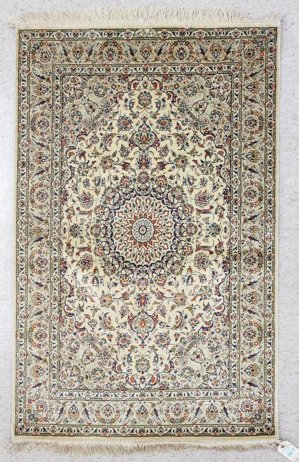 SIGNED PERSIAN SILK QUM AREA RUG,