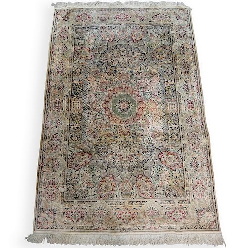 SIGNED PERSIAN SILK RUGDESCRIPTION: