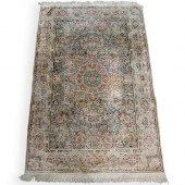 SIGNED PERSIAN SILK RUGDESCRIP