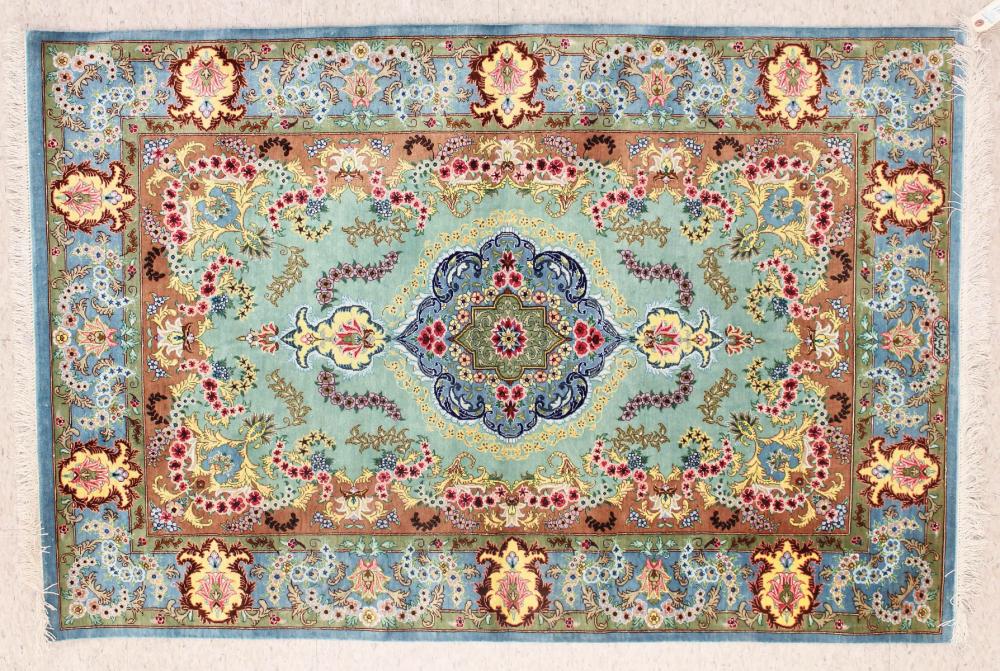 SIGNED PERSIAN TABRIZ SILK AND WOOL