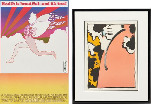 SIGNED PETER MAX LITHOGRAPH PEACH