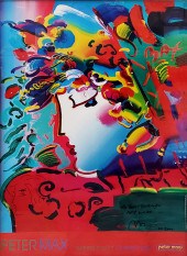 SIGNED PETER MAX POSTER: ''Blu