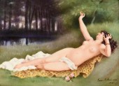 SIGNED PORCELAIN PLAQUE, NUDE