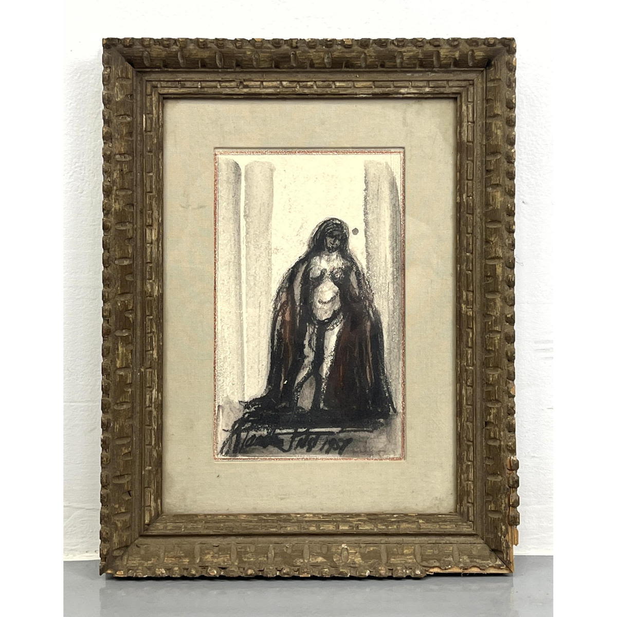 Signed Portrait of Nude Female.