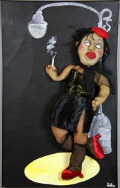 Signed Puppet On Painted Board