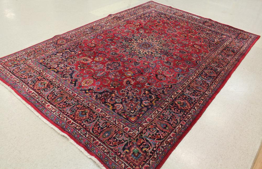 SIGNED SEMI-ANTIQUE PERSIAN CARPET,