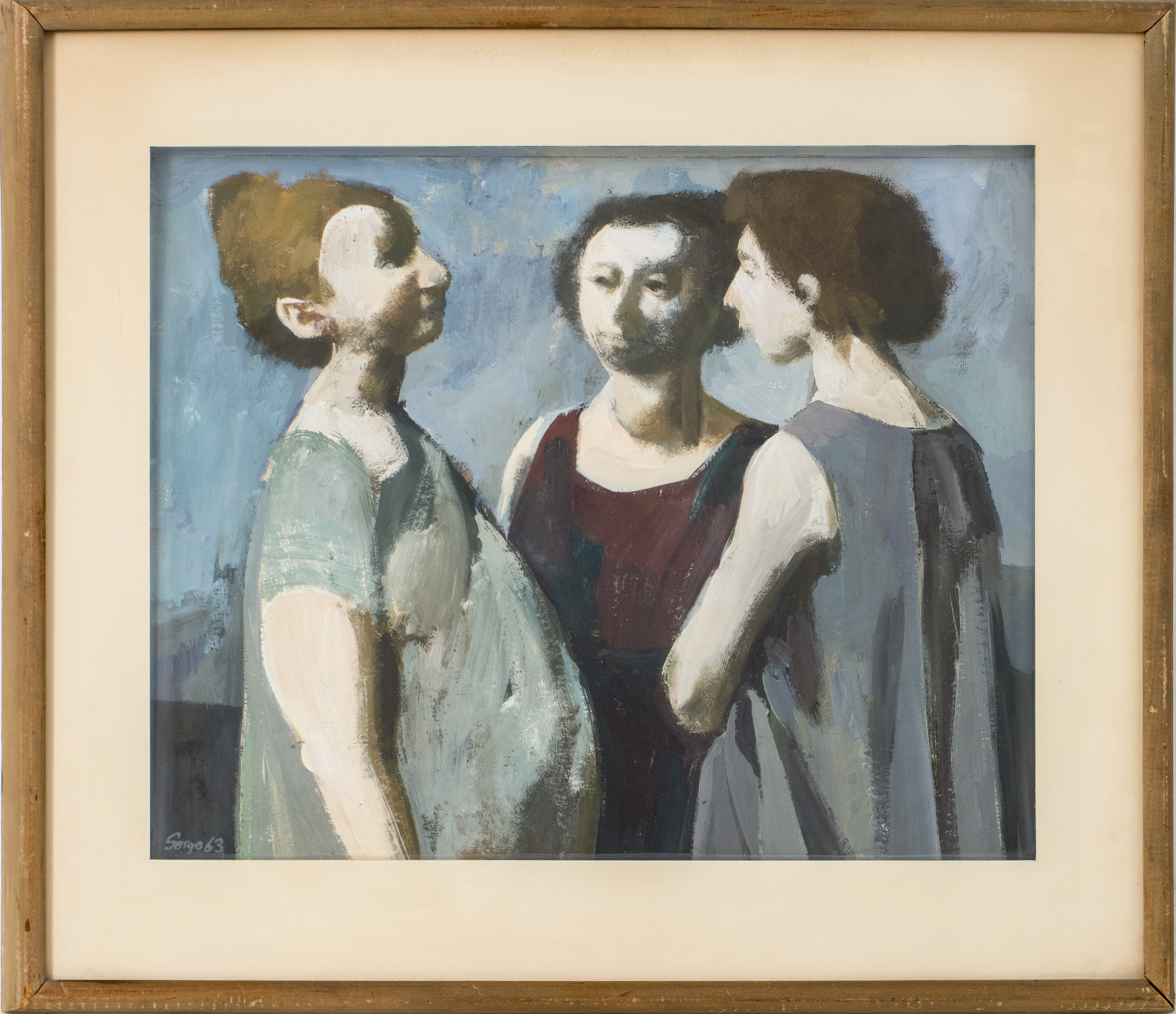 SIGNED SERGE "THREE FIGURES" OIL ON