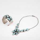 SIGNED SILVER AND LARIMAR BRAC