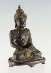 SIGNED SINO-TIBETAN GILT BRONZ