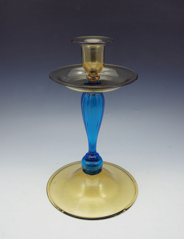 SIGNED STEUBEN CANDLE STICK: Blue