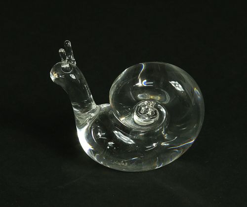 SIGNED STEUBEN CLEAR CRYSTAL SNAIL,
