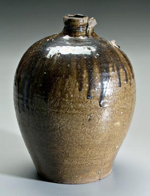 Signed stoneware jar, ovoid with