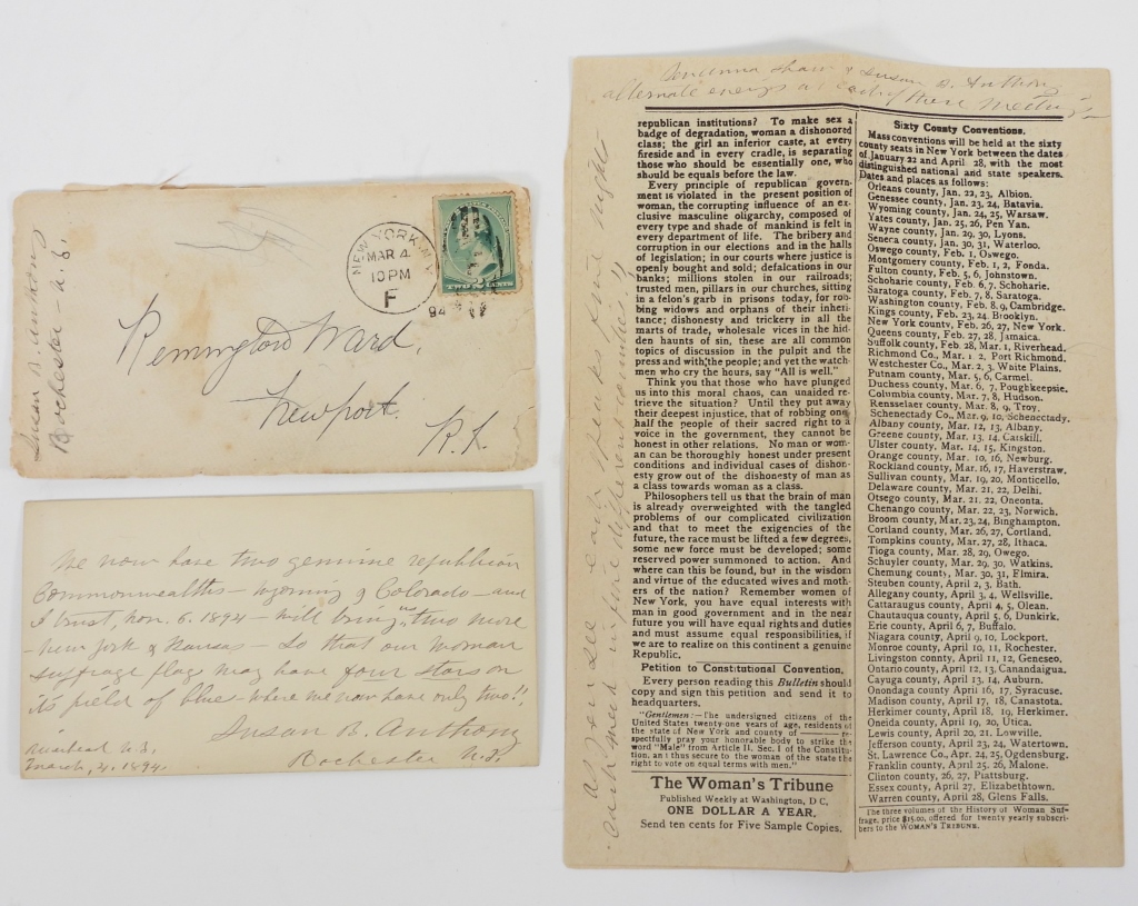 SIGNED SUSAN B. ANTHONY LETTER &