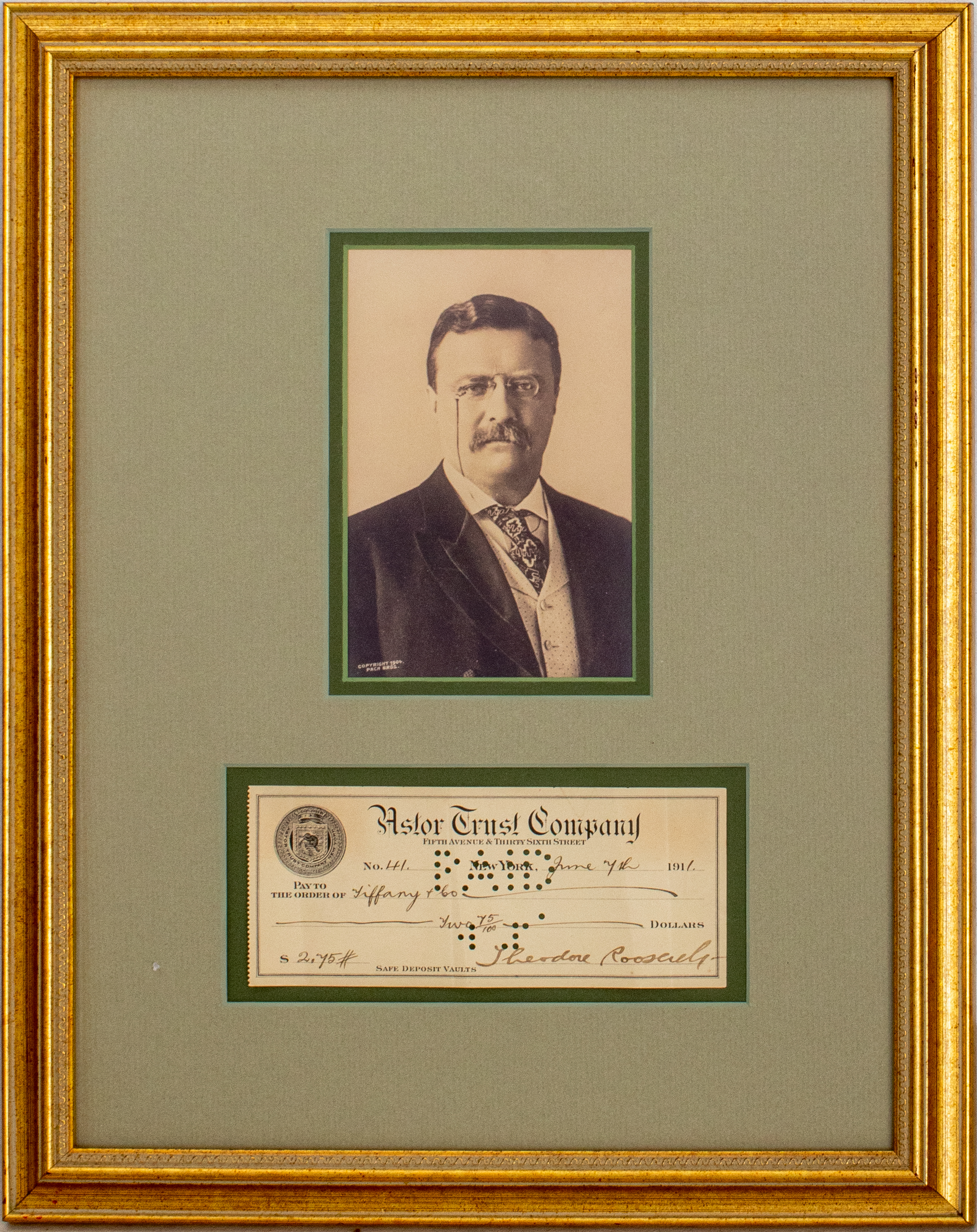 SIGNED THEODORE ROOSEVELT CHECK
