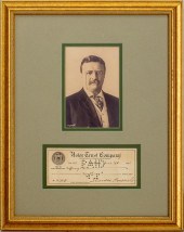 SIGNED THEODORE ROOSEVELT CHEC