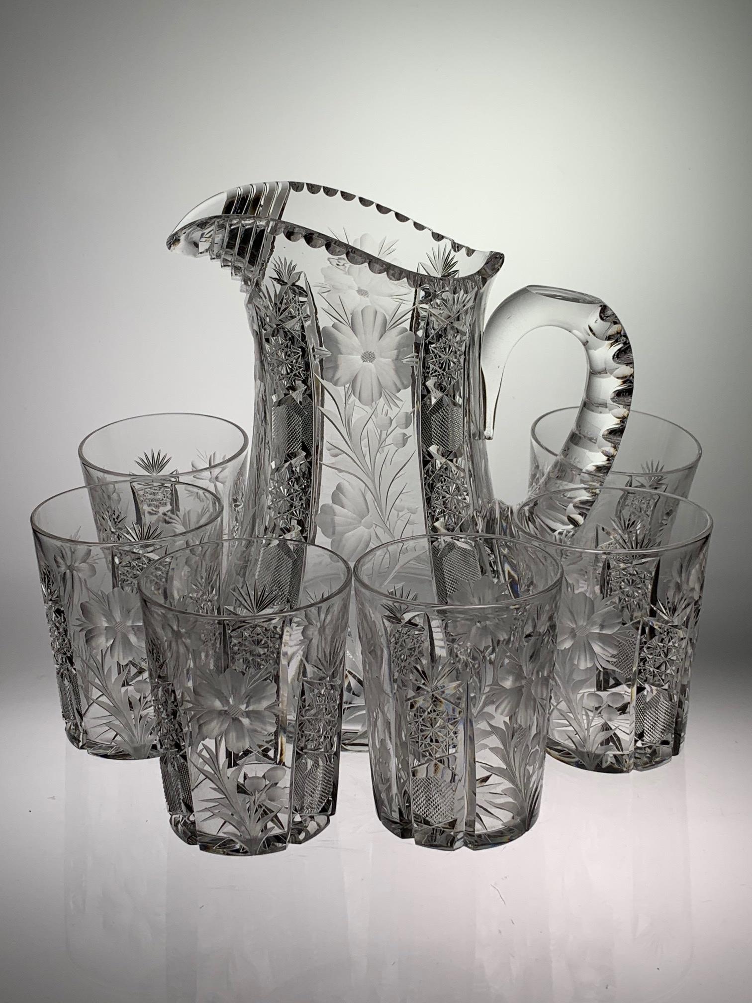 SIGNED TUTHILL PRIMROSE CUT GLASS 7