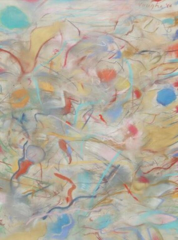 SIGNED VAUGHN OIL PASTEL ABSTRACT