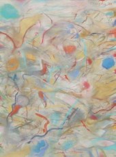 SIGNED VAUGHN OIL PASTEL ABSTR