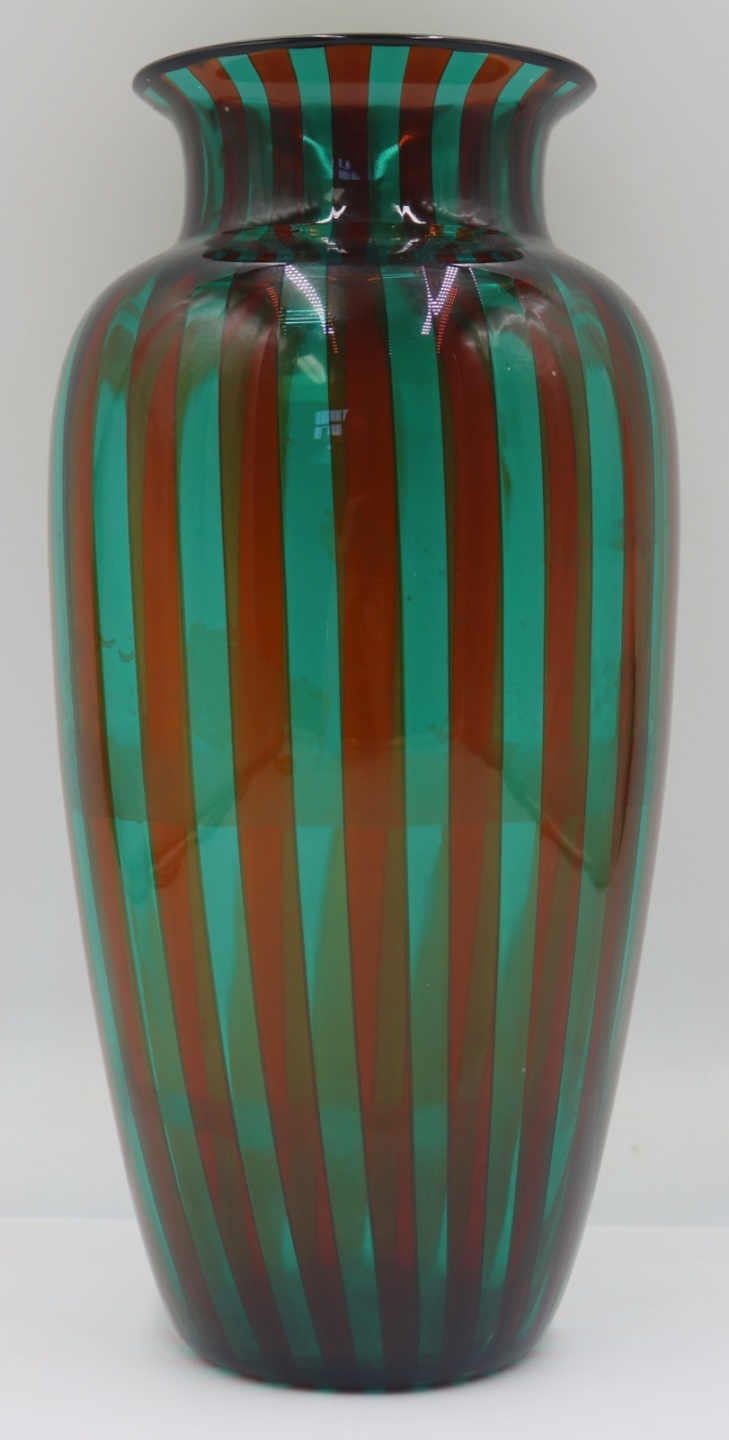 SIGNED VEART MURANO GLASS STRIPED