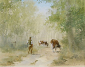 SIGNED WATERCOLOR LANDSCAPE, F