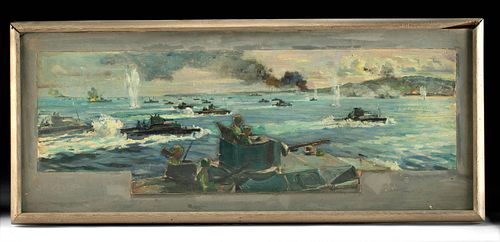 SIGNED WM. DRAPER WWII PAINTING,