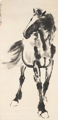 Signed Xu Beihong Horse; ink wash