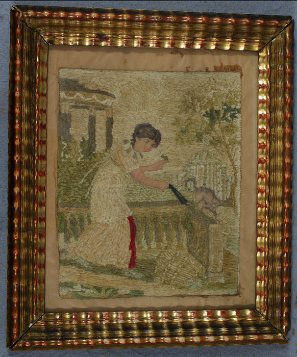 Silk and watercolor embroidered