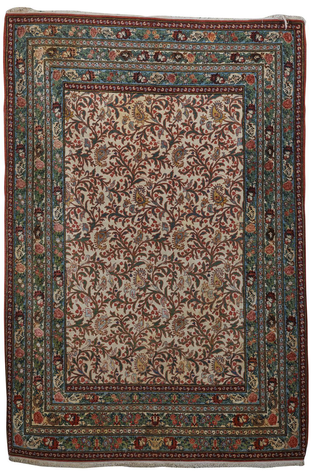 SILK AND WOOL QUM RUG, PERSIA,
