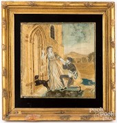 SILK EMBROIDERED COURTING SCEN