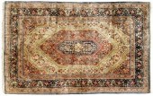 Silk Kashan rug, serrated hexa