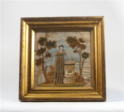 Silk needlework mourning picture