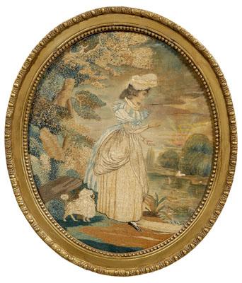 Silk needlework, young woman and