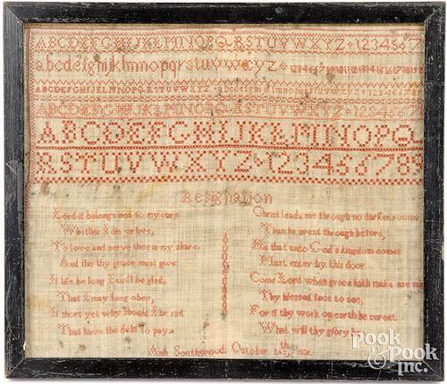 SILK ON LINEN NEEDLEWORK SAMPLER,