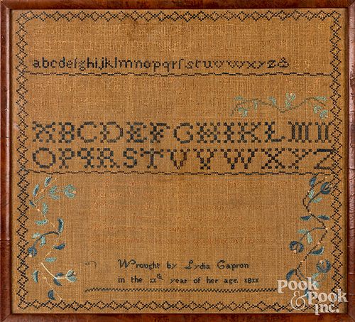 SILK ON LINEN NEEDLEWORK SAMPLER,