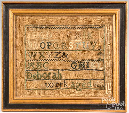 SILK ON LINEN NEEDLEWORK SAMPLER,
