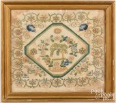 SILK ON LINEN NEEDLEWORK SAMPL