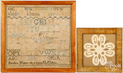 SILK ON LINEN SAMPLER, 19TH C.,