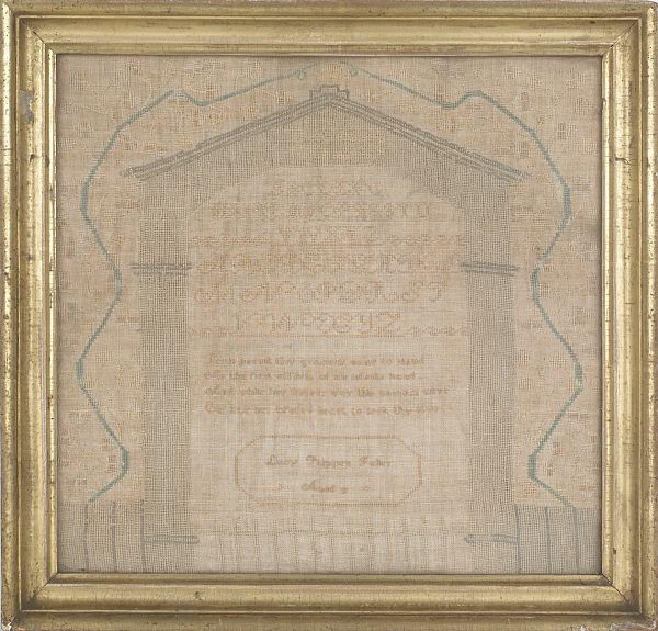 Silk on linen sampler dated 1823