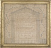 Silk on linen sampler dated 18