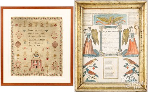 SILK ON LINEN SAMPLER, DATED