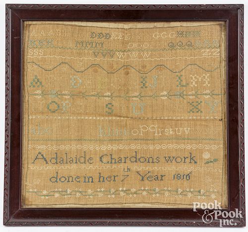 SILK ON LINEN SAMPLER, DATED