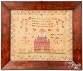 SILK ON LINEN SAMPLER, DATED 1