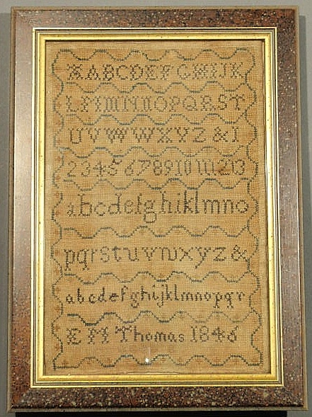 Silk on linen sampler wrought by