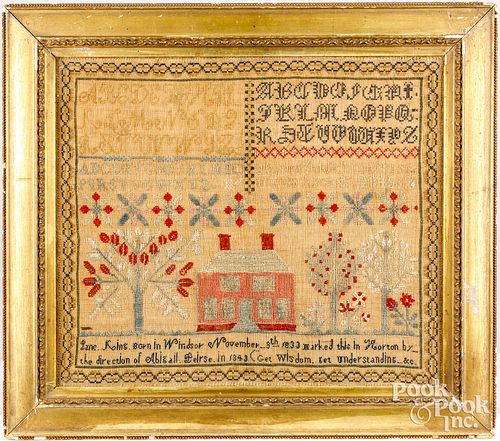 SILK ON LINEN SAMPLER WROUGHT BY