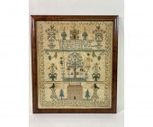 Silk on linen sampler wrought