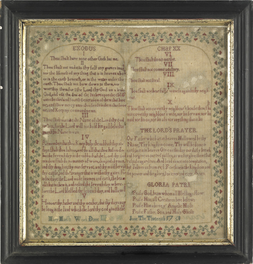 Silk on linen Ten Commandments