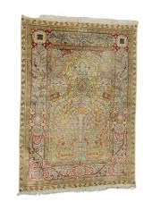 SILK ORIENTAL PRAYER RUG WITH